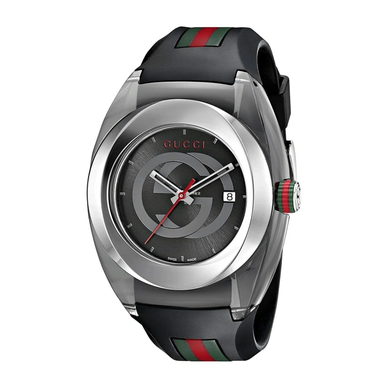 GUCCI,Gucci 46mm,46mm,Stainless Steel,Black,Quartz,Day,Sapphire,YA137101