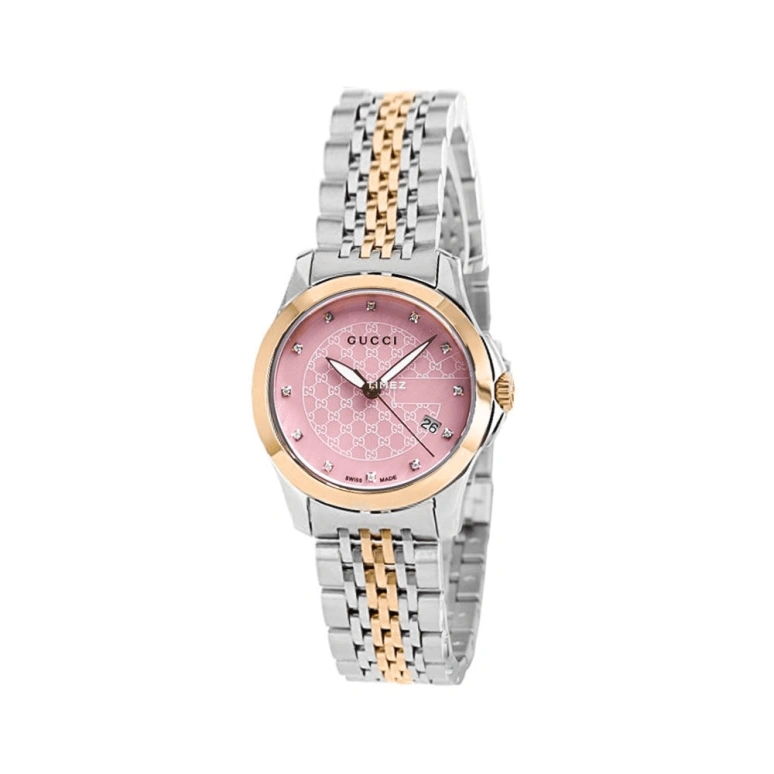 GUCCI,Gucci 27mm,27mm,Stainless Steel,Pink,Quartz,Day,Sapphire,YA126538