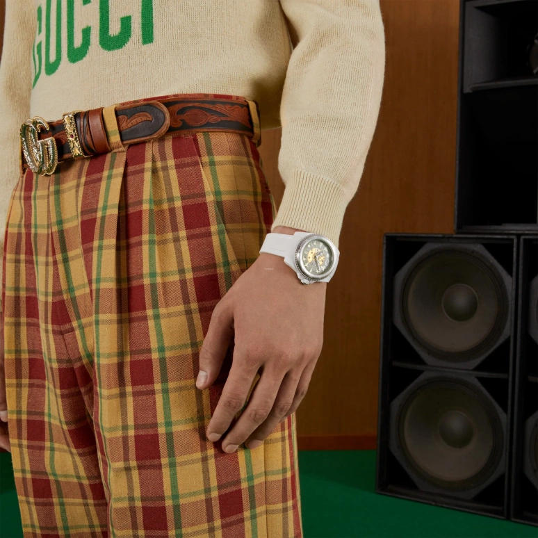 GUCCI,Gucci Dive 40mm,40mm,Plastic,Transparent,Sapphire,White,YA136343
