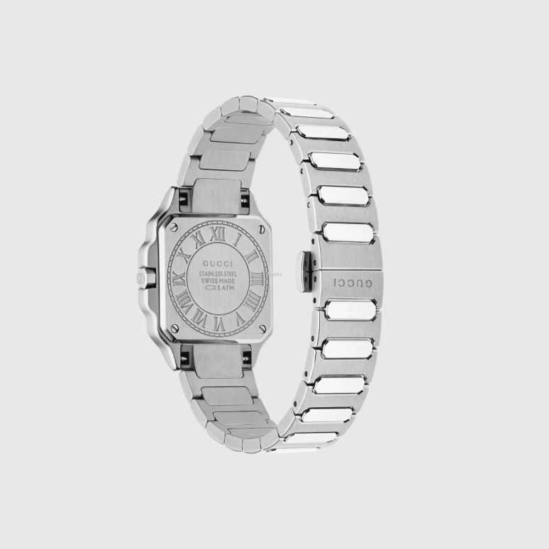 GUCCI,G-Flat 24mm,24mm,Stainless Steel,Pink,Quartz,Sapphire,Crystal Glass,Square,811579 I16F0 8591