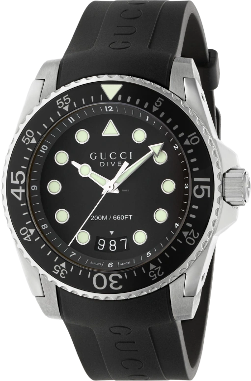 GUCCI,Gucci Dive 40mm,40mm,Stainless Steel,Black,Quartz,Day,Sapphire,Crystal Glass,632996 I1600 8489