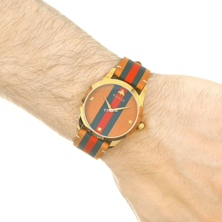 GUCCI,G-Timeless 38mm,38mm,Stainless Steel,Red,Coffee,Brown,Quartz,Sapphire,Crystal Glass,Round,529694 I86A0 8587