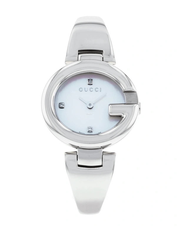 GUCCI,Guccissima 27x24mm,27x24mm,Stainless Steel,White,Quartz,Sapphire,Crystal Glass,Oval,YA134504