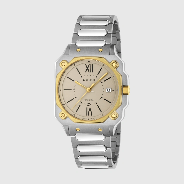 GUCCI,G-Flat 36mm,36mm,Stainless Steel,Cream,Quartz,Day,Sapphire,Crystal Glass,811585 ICUA0 8155