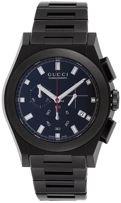 GUCCI,Gucci 42mm,42mm,Stainless Steel,Black,Quartz,Chronograph,Day,YA115237