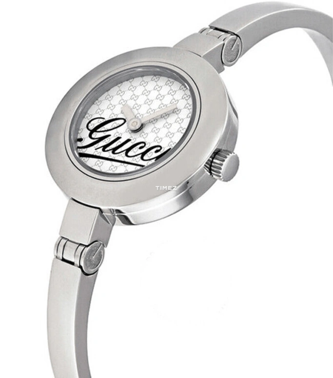 GUCCI,Gucci 25mm,25mm,Stainless Steel,White,Quartz,Round,Silver,YA105528