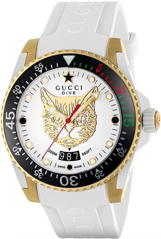 GUCCI,Gucci Dive 40mm,40mm,Stainless Steel,White,Quartz,YA136322