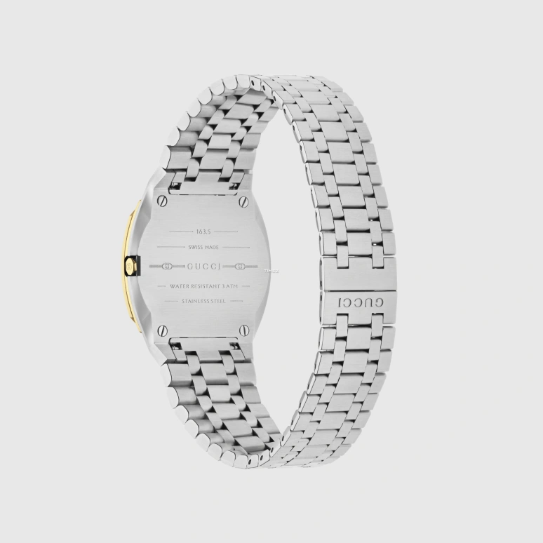 GUCCI,Gucci 25H 30mm,30mm,Stainless Steel,Yellow Gold,Gold,Quartz,Sapphire,Crystal Glass,Round,753233 IEFA0 9812