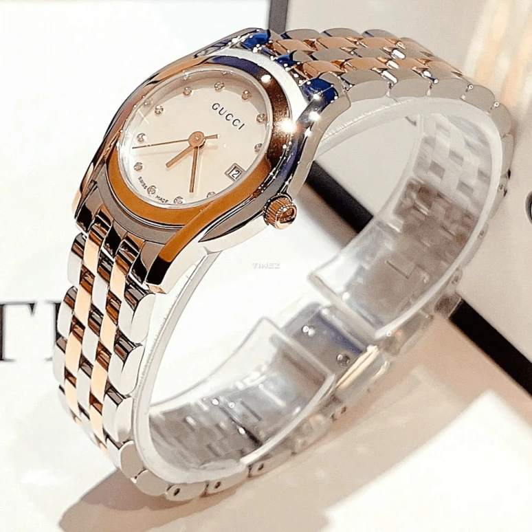 GUCCI,Gucci 27mm,27mm,Stainless Steel,White,Quartz,Day,Sapphire,YA055535