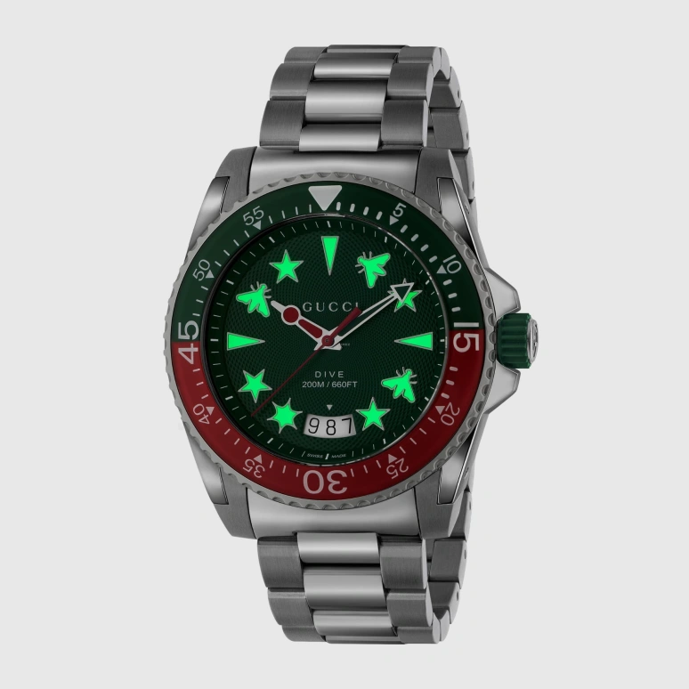 GUCCI,Gucci Dive 45mm,45mm,Stainless Steel,Green,Quartz,Sapphire,663941 I1600 8512