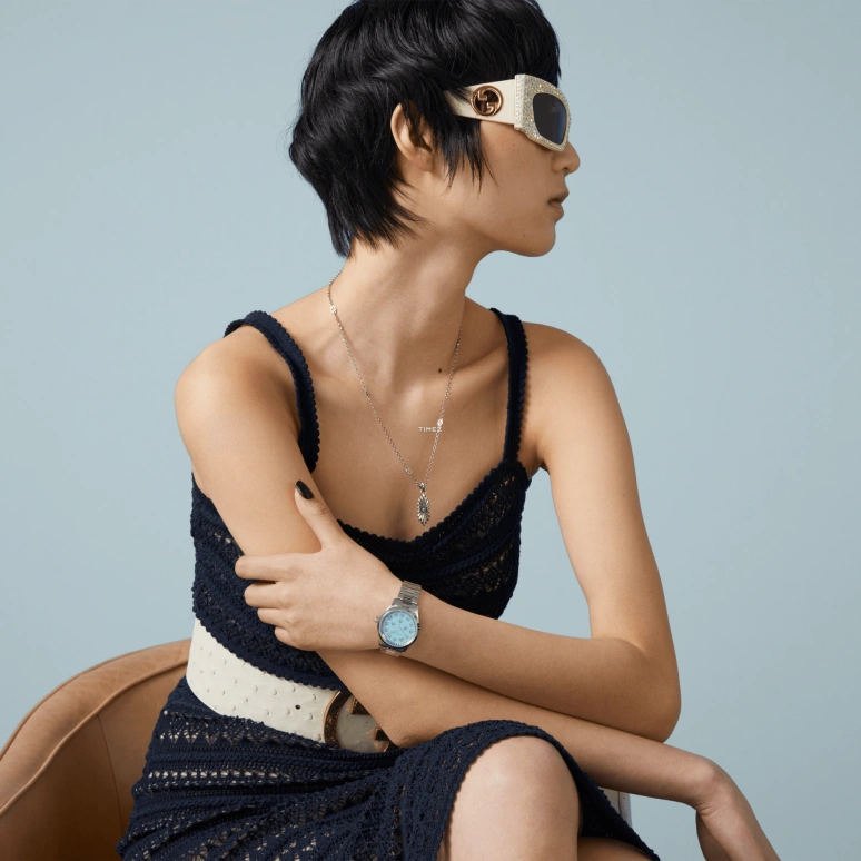 GUCCI,G-Timeless 32mm,32mm,Stainless Steel,Blue,Quartz,Sapphire,Crystal Glass,Round,717873 I1600 8776