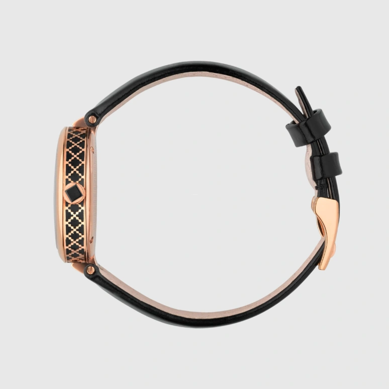 GUCCI,Diamantissima 32mm,32mm,Stainless Steel,Rose Gold,Black,Sapphire,Rose Gold,YA141401