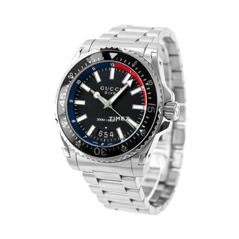 GUCCI,Gucci 45mm,45mm,Stainless Steel,Black,Quartz,Day,Sapphire,YA136212