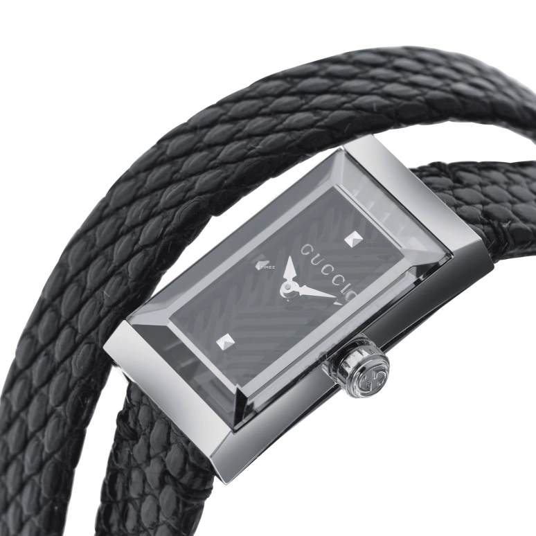 GUCCI,G-Frame 14x25mm,14x25mm,Stainless Steel,Black,Automatic,Rectangular,Silver,YA147505
