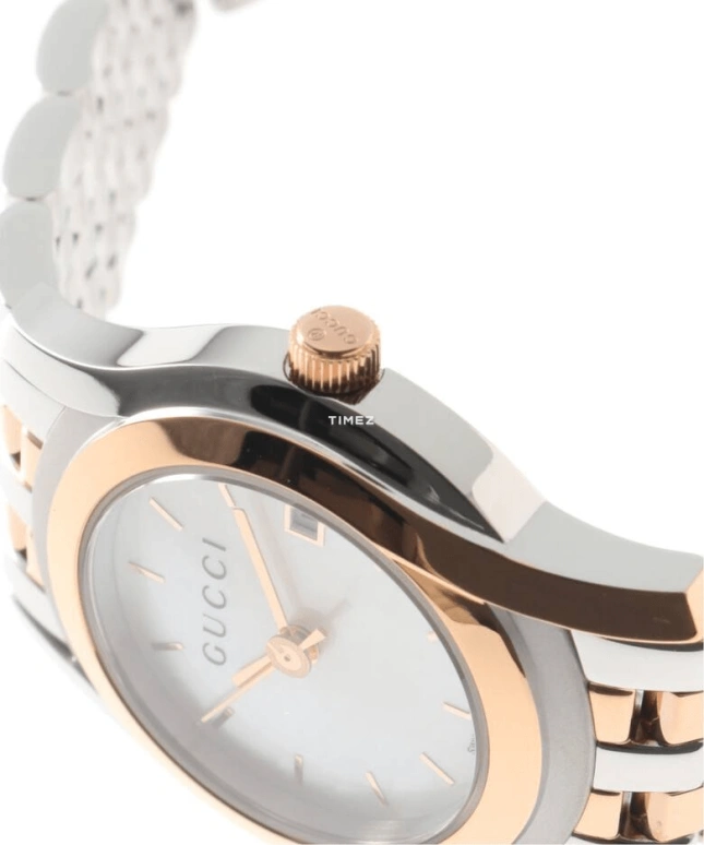 GUCCI,Gucci 26mm,26mm,Stainless Steel,White,Day,Sapphire,Crystal Glass,Round,YA055538