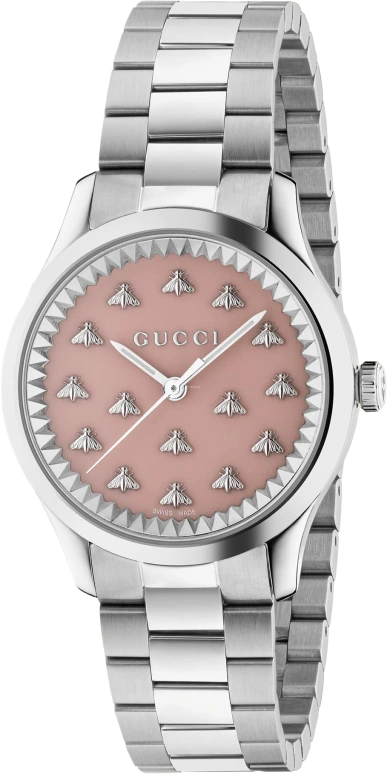 GUCCI,G-Timeless 32mm,32mm,Stainless Steel,Pink,Sapphire,Crystal Glass,YA1265033