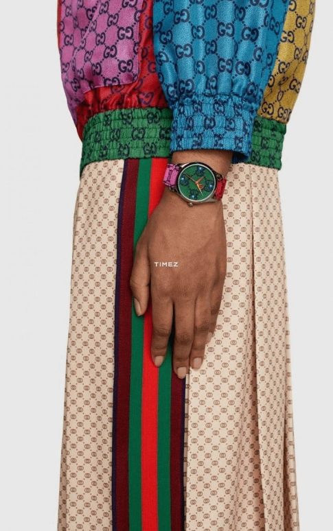 GUCCI,Other 38mm,38mm,Stainless Steel,Multi-Color,Blue,Green,Quartz,Sapphire,Round,YA1264170