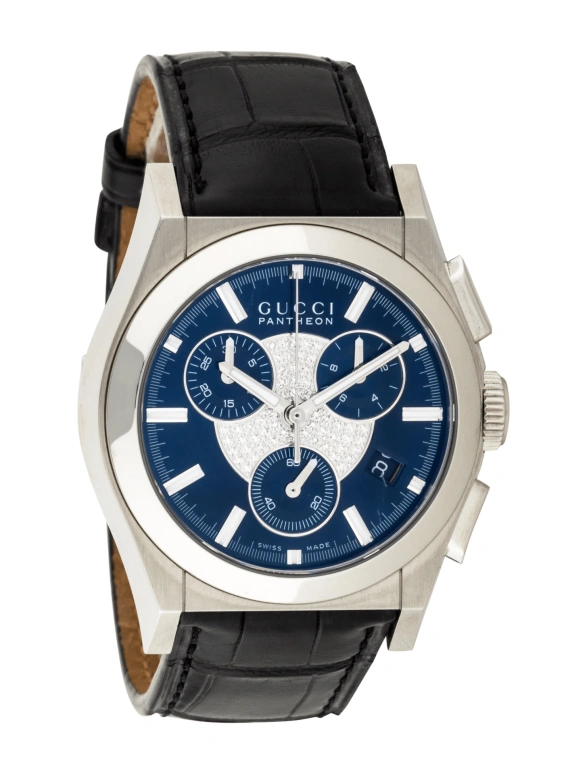 GUCCI,Pantheon 36mm,36mm,Stainless Steel,Blue,Quartz,Chronograph,Day,218080 I16A0 8430