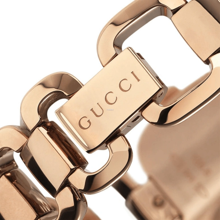 GUCCI,G-Gucci 24x22.50mm,24x22.50mm,Stainless Steel,Rose Gold,Black,Quartz,Sapphire,Crystal Glass,Square,YA125512