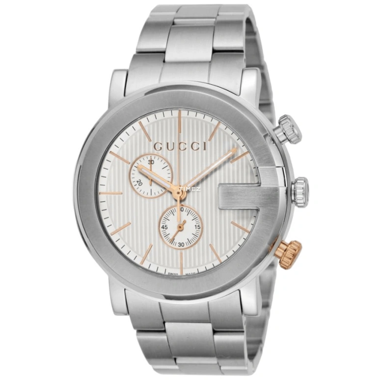 GUCCI,Gucci 43mm,43mm,Stainless Steel,Silver,Quartz,Chronograph,Sapphire,Crystal Glass,YA101360