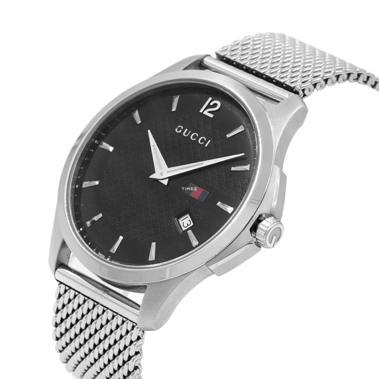 GUCCI,G-Timeless 40mm,40mm,Stainless Steel,Black,Quartz,Day,Sapphire,Hardlex,YA126308