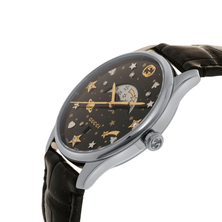 GUCCI,G-Timeless 36mm,36mm,Stainless Steel,Black,Quartz,Moonphase,Day,YA1264091