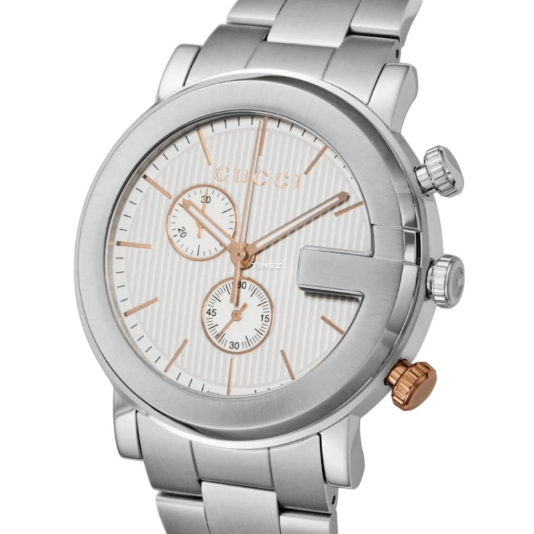 GUCCI,Gucci 43mm,43mm,Stainless Steel,Silver,Quartz,Chronograph,Sapphire,Crystal Glass,YA101360