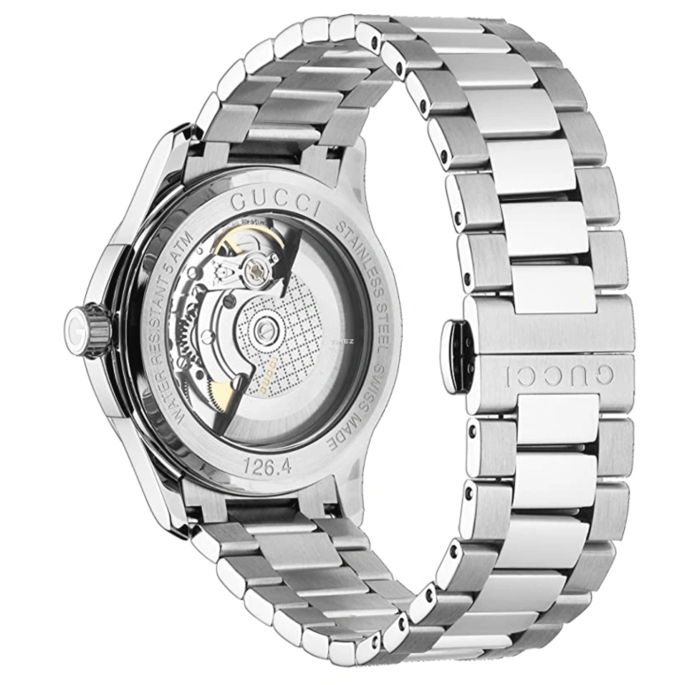 GUCCI,Gucci 38mm,38mm,Stainless Steel,Black,Automatic,Day,Sapphire,Crystal Glass,YA126432