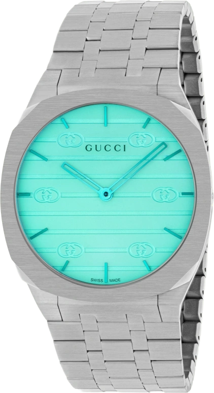 GUCCI,Gucci 25H 38mm,38mm,Stainless Steel,Green,Sapphire,Crystal Glass,Closed,YA163409