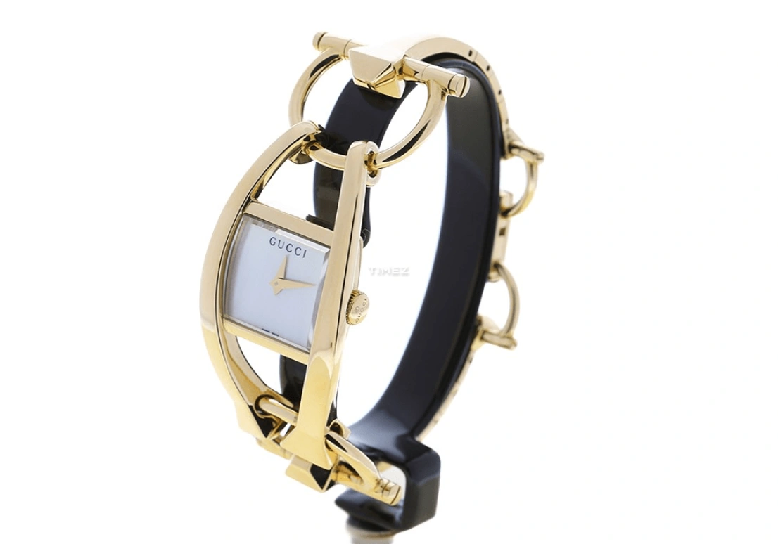 GUCCI,Chiodo 35mm,35mm,Yellow Gold,White,Quartz,Sapphire,Crystal Glass,Rectangular,208846 J85C0 8026