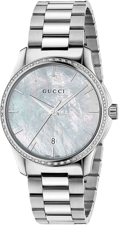 GUCCI,Gucci 38mm,38mm,Stainless Steel,White,Quartz,Day,Sapphire,YA126444