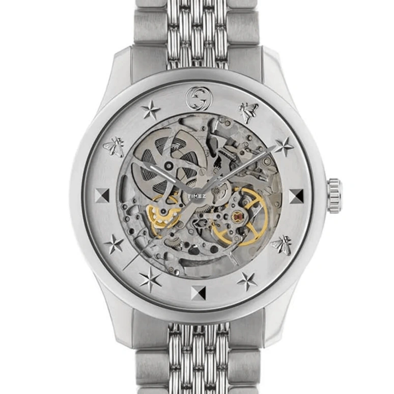 GUCCI,G-Timeless 40mm,40mm,Stainless Steel,Skeleton,Automatic,Round,Silver,663943 I1600 1108