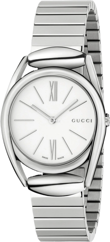 GUCCI,Horsebit 30mm,30mm,Stainless Steel,White,Quartz,Sapphire,Crystal Glass,Round,YA140505