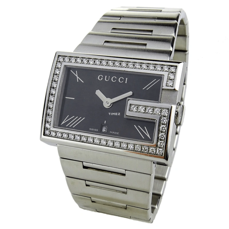 GUCCI,Gucci 37mm,37mm,Stainless Steel,Black,Quartz,Day,Sapphire,YA100511