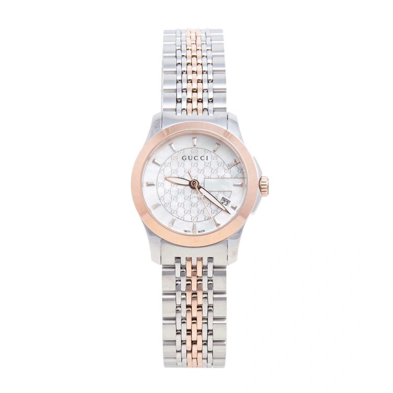 GUCCI,Gucci 27mm,27mm,Stainless Steel,White,Quartz,Day,Sapphire,Crystal Glass,YA126539