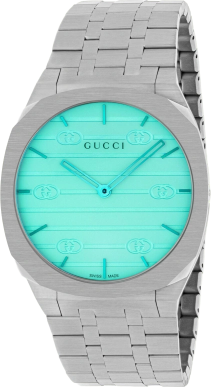 GUCCI,Gucci 25H 38mm,38mm,Stainless Steel,Green,Sapphire,Crystal Glass,Closed,YA163409