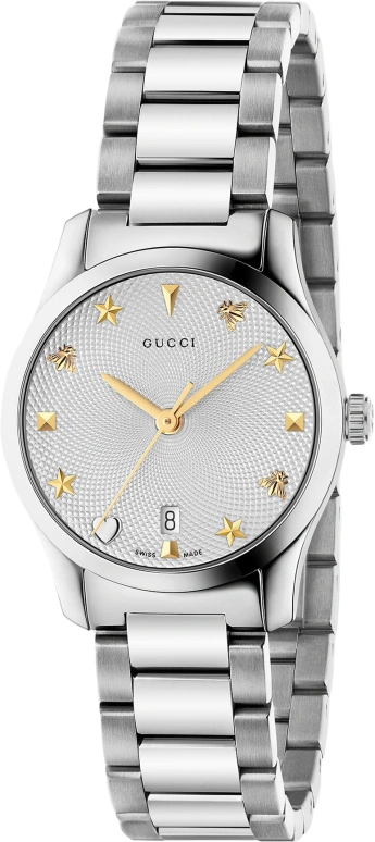 GUCCI,G-Timeless 27mm,27mm,Stainless Steel,Silver White,Hardlex,Closed,YA126572