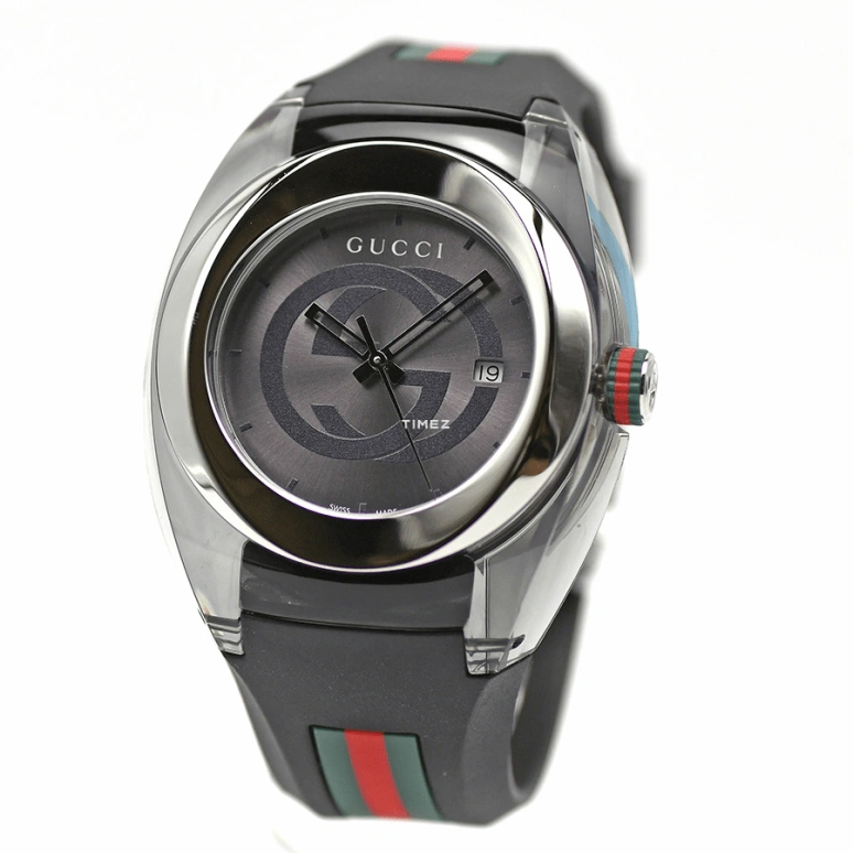GUCCI,Gucci 46mm,46mm,Stainless Steel,Grey,Quartz,Day,Sapphire,YA137116