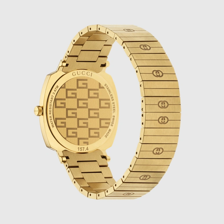 GUCCI,Grip 38mm,38mm,Yellow Gold,Gold,Sapphire,Crystal Glass,YA157409