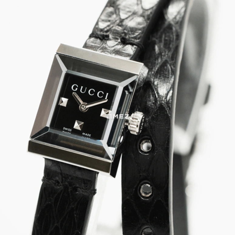 GUCCI,Gucci 14mm,14mm,Stainless Steel,Black,Quartz,Sapphire,Crystal Glass,Square,YA128526