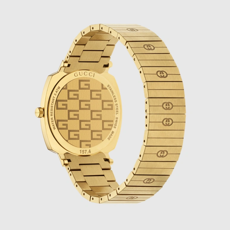 GUCCI,Grip 38mm,38mm,Yellow Gold,Gold,Sapphire,Crystal Glass,YA157409