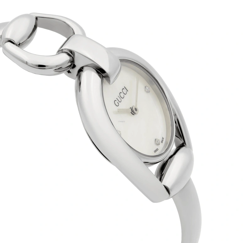 GUCCI,Horsebit 28mm,28mm,Stainless Steel,White,Quartz,Sapphire,Crystal Glass,Round,YA139506