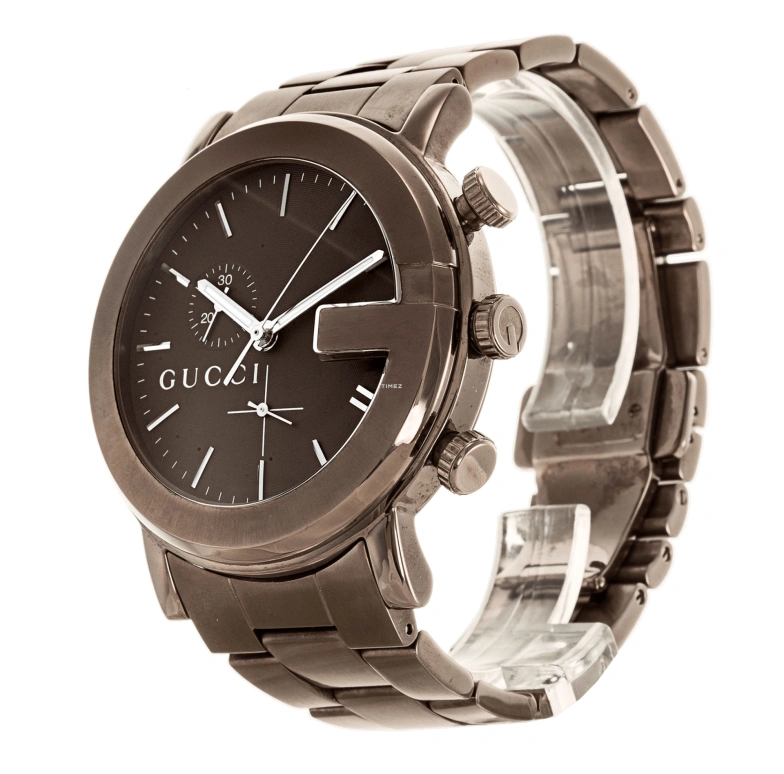 GUCCI,G-Chrono 44mm,44mm,Stainless Steel,Coffee,Brown,Quartz,Sapphire,Crystal Glass,Round,228468 I1630 2100