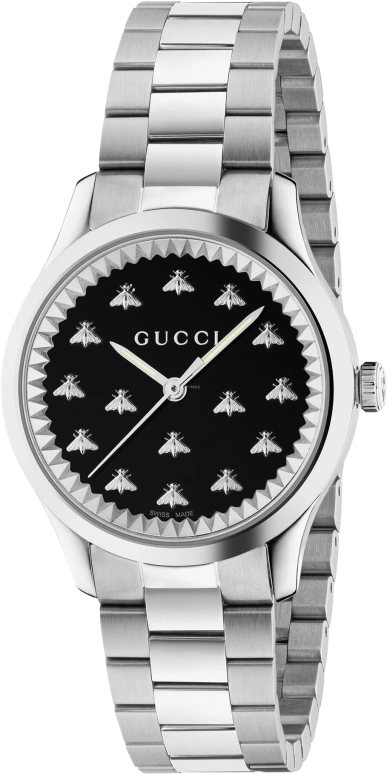 GUCCI,G-Timeless 32mm,32mm,Stainless Steel,Black,Sapphire,Crystal Glass,Closed,YA1265034