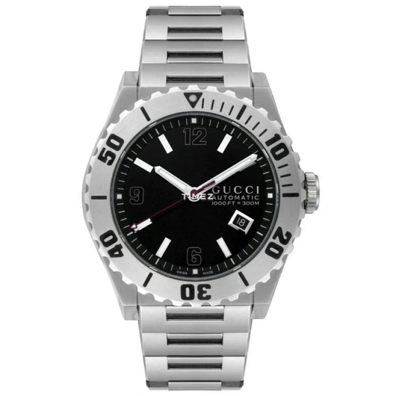 GUCCI,Pantheon 44mm,44mm,Stainless Steel,Black,Automatic,Day,Sapphire,Crystal Glass,200319 I1630 8163