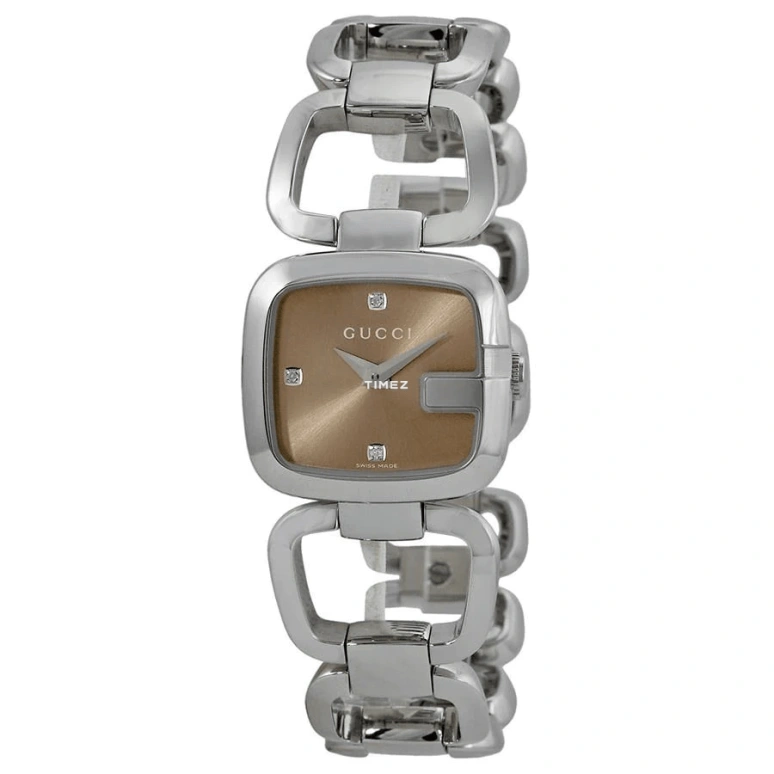 GUCCI,Chiodo 24x21mm,24x21mm,Stainless Steel,Coffee,Quartz,Sapphire,Crystal Glass,Square,YA125503