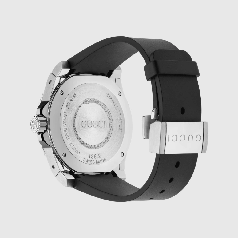 GUCCI,Gucci Dive 45mm,45mm,Stainless Steel,Black,Quartz,Day,Cushion,633001 I16X0 1000