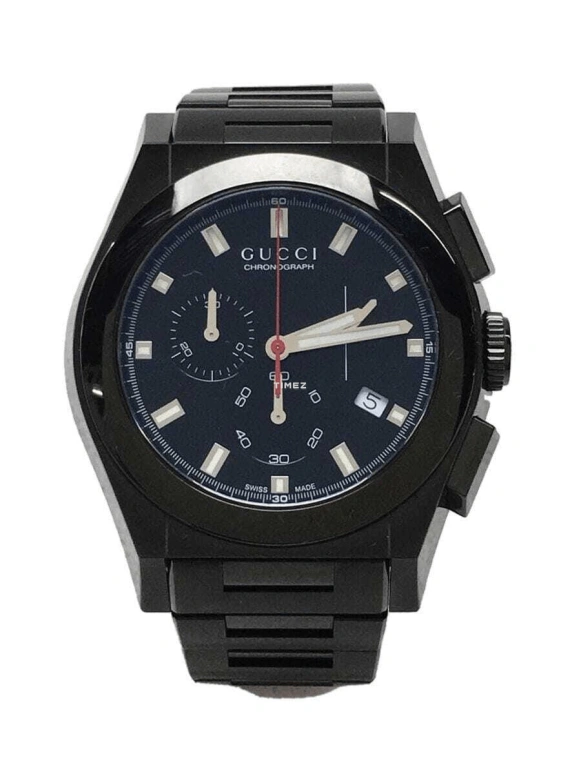 GUCCI,Gucci 42mm,42mm,Stainless Steel,Black,Quartz,Chronograph,Day,YA115237