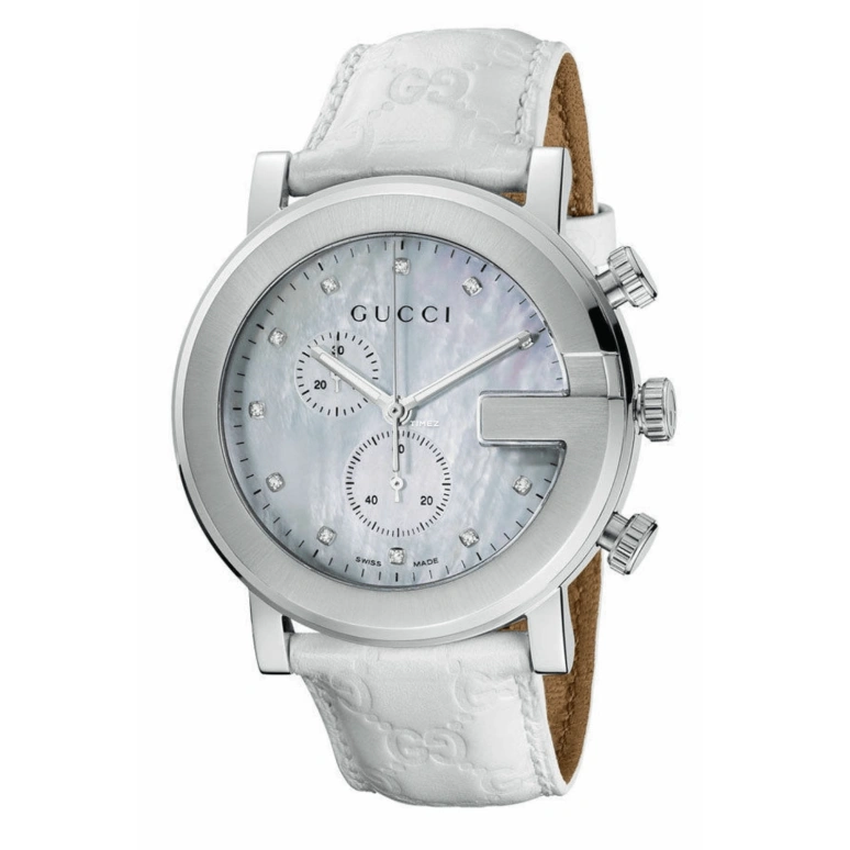 GUCCI,Gucci 42mm,42mm,Stainless Steel,White,Quartz,Chronograph,Sapphire,YA101342