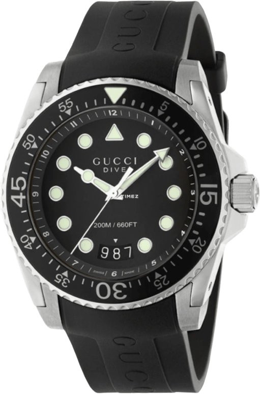 GUCCI,Gucci Dive 45mm,45mm,Stainless Steel,Black,Quartz,YA136204B